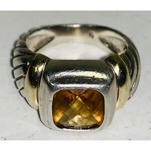 David Yurman 14 Karat Gold And Sterling Silver Cable Nobleses Citrine Ring 6